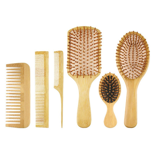 Elevate Your Hair Care Routine with Bamboo Brush & comb Set - 3 Brushes / 3 combs for Healthy Hair
