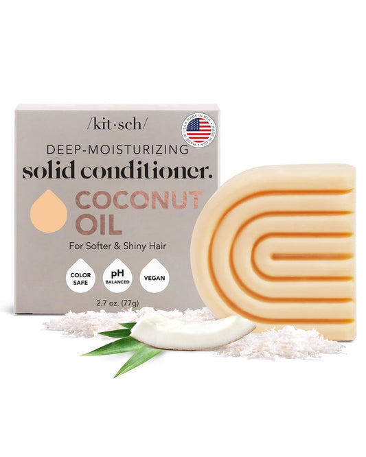Coconut Oil Deep-Moisturizing Hair Conditioner Bar | Made in US | Eco-Friendly Daily Conditioner for Dry Hair | Nourishes & Restores Damaged Hair for Less Breakage | Paraben Free, 2.7 Oz