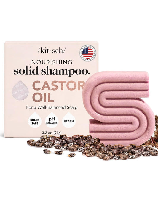 Castor Oil Shampoo Bar for Hair Growth | Vegan & All Natural Solid Shampoo | Made in USA | Hydrating & Moisturizing Bar Shampoo for Dull & Dry Hair | Strengthens Hair | Paraben Free, 3.2Oz